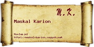 Maskal Karion névjegykártya